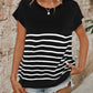 Striped Round Neck Short Sleeve Knit Top
