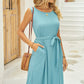 FULL SIZE Tied Round Neck Sleeveless Dress