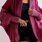 Exposed Seam Open Front Batwing Sleeve Hooded Cardigan