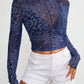 Paisley Mock Neck Long Sleeve Sheer Top