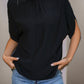 Ruched Mock Neck Half Sleeve Blouse