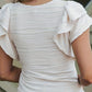 Full Size Ruffled Round Neck Cap Sleeve Blouse
