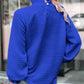 Smocked Frill Mock Neck Long Sleeve Blouse