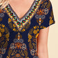 Printed V-Neck Short Sleeve T-Shirt