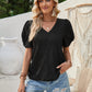 Twisted Heart V-Neck Short Sleeve Blouse