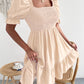 Smocked Square Neck Short Sleeve Dress