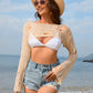 Distressed Boat Neck Long Sleeve Cover Up