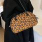 Leopard Suede Medium Shoulder Bag