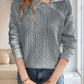 Oblique Zipper Collared Neck Long Sleeve Sweatshirt