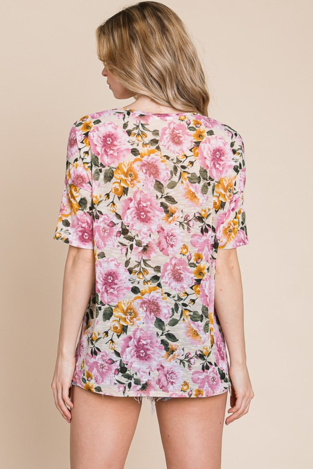 BOMBOM Floral Round Neck T-Shirt *