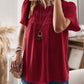 Devine Lace Detail Round Neck Short Sleeve Blouse