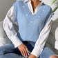 Pearl Trim V-Neck Sweater Vest