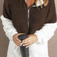 Color Block Half Zip Long Sleeve Fuzzy Sweatshirt