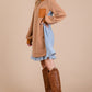 Ces Femme Striped Patchwork Round Neck Terry Sweatshirt Dress
