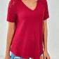 Full Size Lace Detail V-Neck Short Sleeve T-Shirt