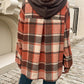 Devine Drawstring Plaid Long Sleeve Hoodie