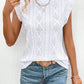 Eyelet Round Neck Cap Sleeve Top