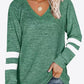 Striped Contrast Raglan Sleeve Top