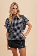 Annie Wear Checkered Round Neck Short Sleeve T-Shirt *