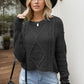 Cable-Knit Round Neck Dropped Shoulder Sweater