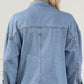 Drawstring Snap Down Denim Jacket with Chest Pockets