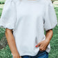 Textured Round Neck Puff Sleeve Blouse