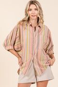 Mittoshop Striped Bubble Sleeve Button Down Shirt *