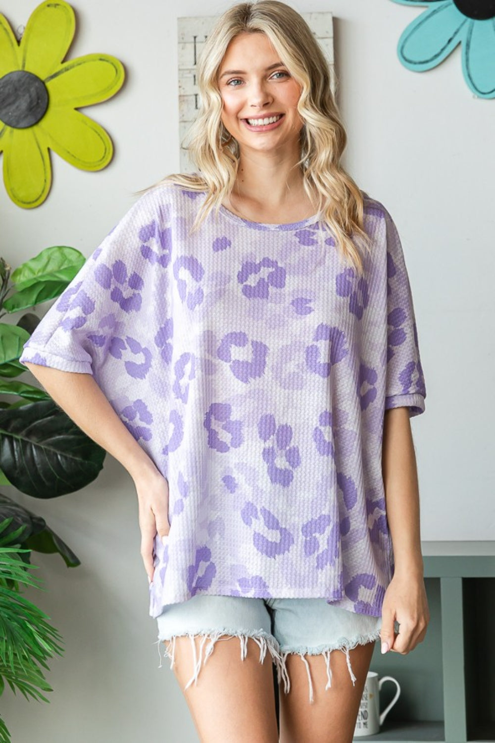 HOPELY Print Waffle Oversized T-Shirt *