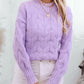 Cable Knit Mock Neck Long Sleeve Sweater