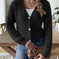 Button Up V-Neck Long Sleeve Cardigan