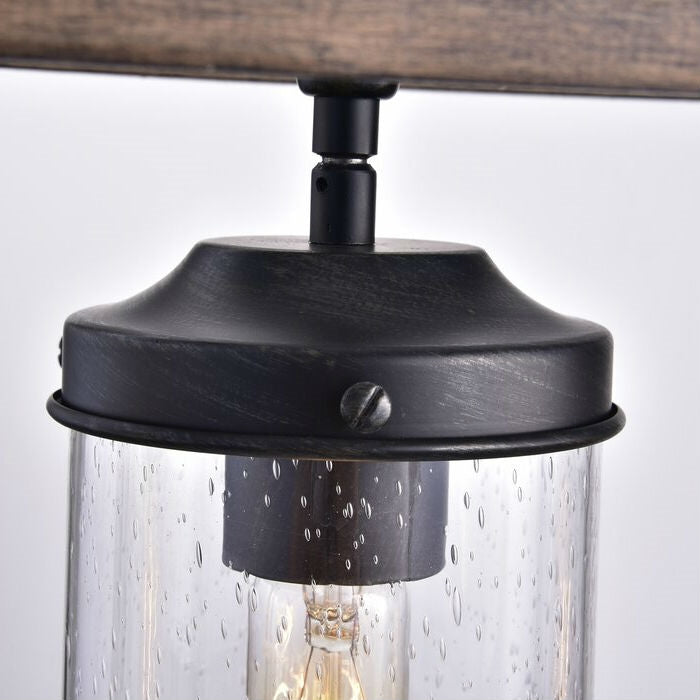 4 Light Adjustable Dimmable Rectangle Chandelier with Wrought Iron Accents *