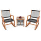 3 Piece Outdoor Wood Patio Furniture Rocking Chair Table Bistro Set