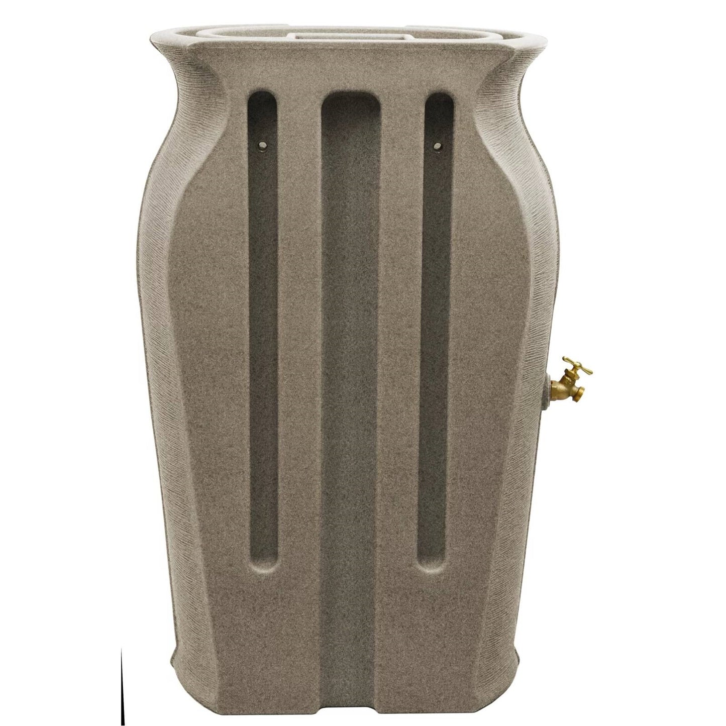 Grey Sandstone 50-Gallon Plastic Urn Rain Barrel with Planter Top