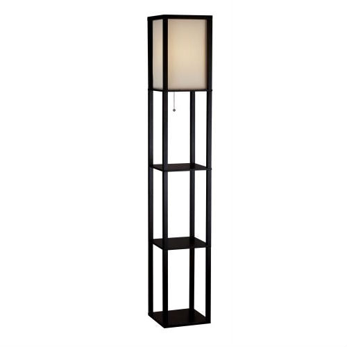 63-inch Black Modern Floor Lamp with Silk Shade *