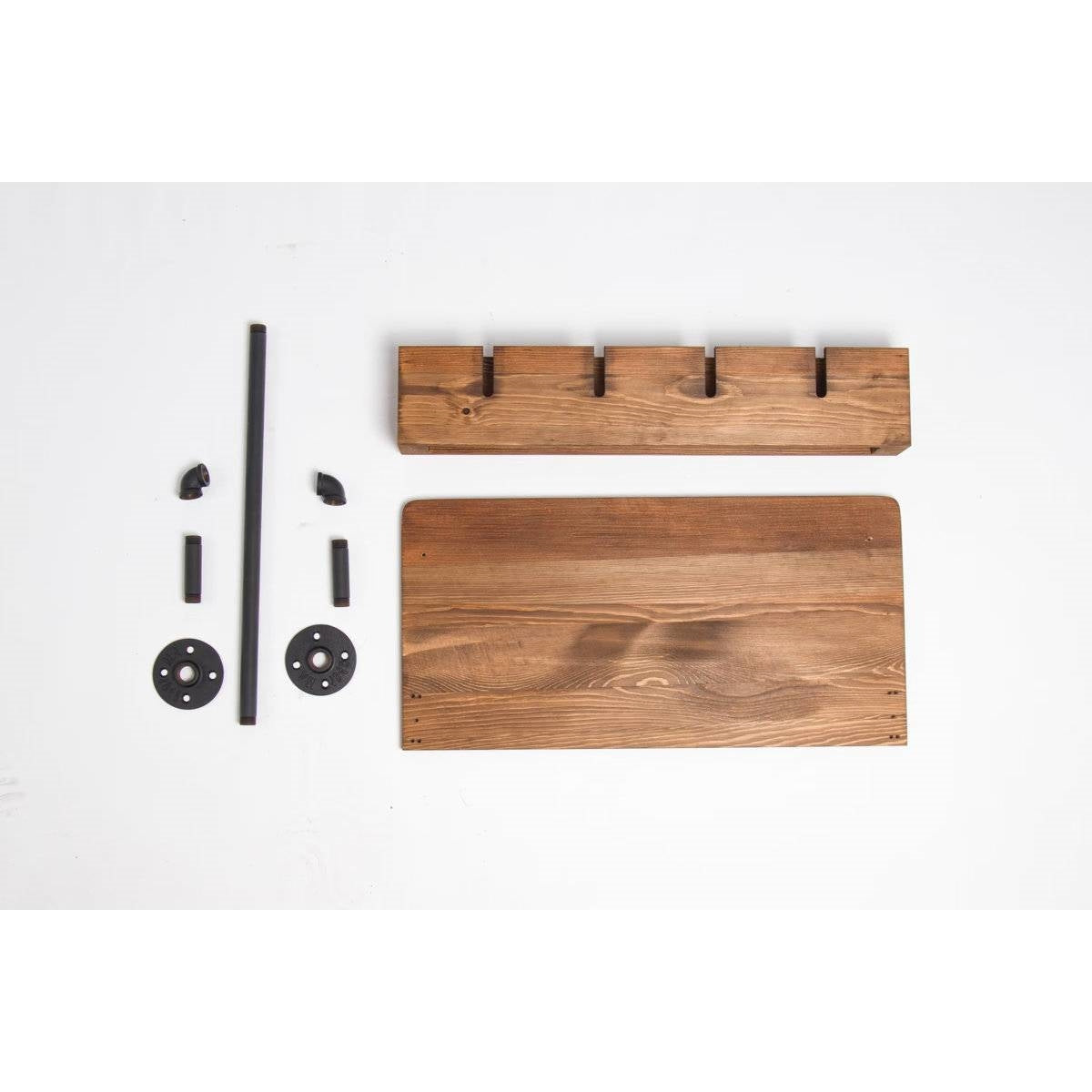 4 Bottle Rustic Farmhouse Wall Mounted Wine Rack with Glass Holder