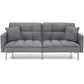 Modern Grey Linen Split-Back Futon Sofa Bed Couch
