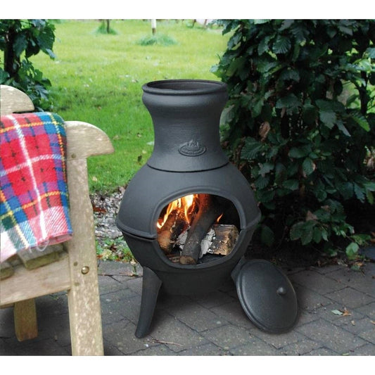 Small Black Outdoor Cast Iron Chimenea Wood Burning Fire Pit