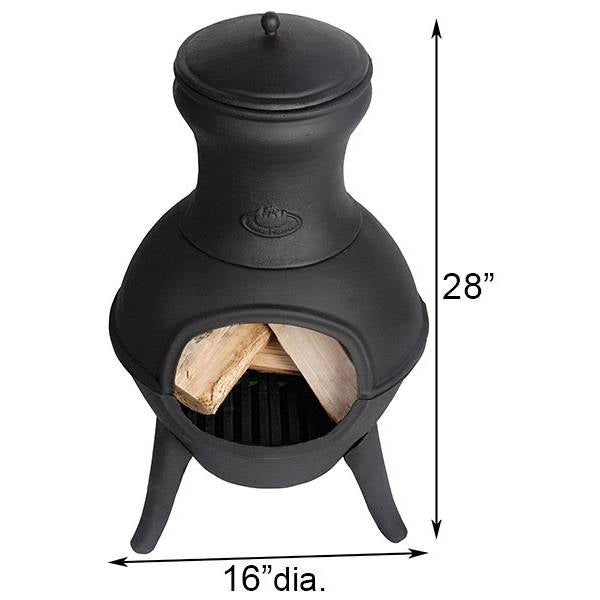 Small Black Outdoor Cast Iron Chimenea Wood Burning Fire Pit *