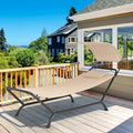 Outdoor Tan Hammock Style Chaise Lounge Chair Cot with Canopy and Storage Bag *