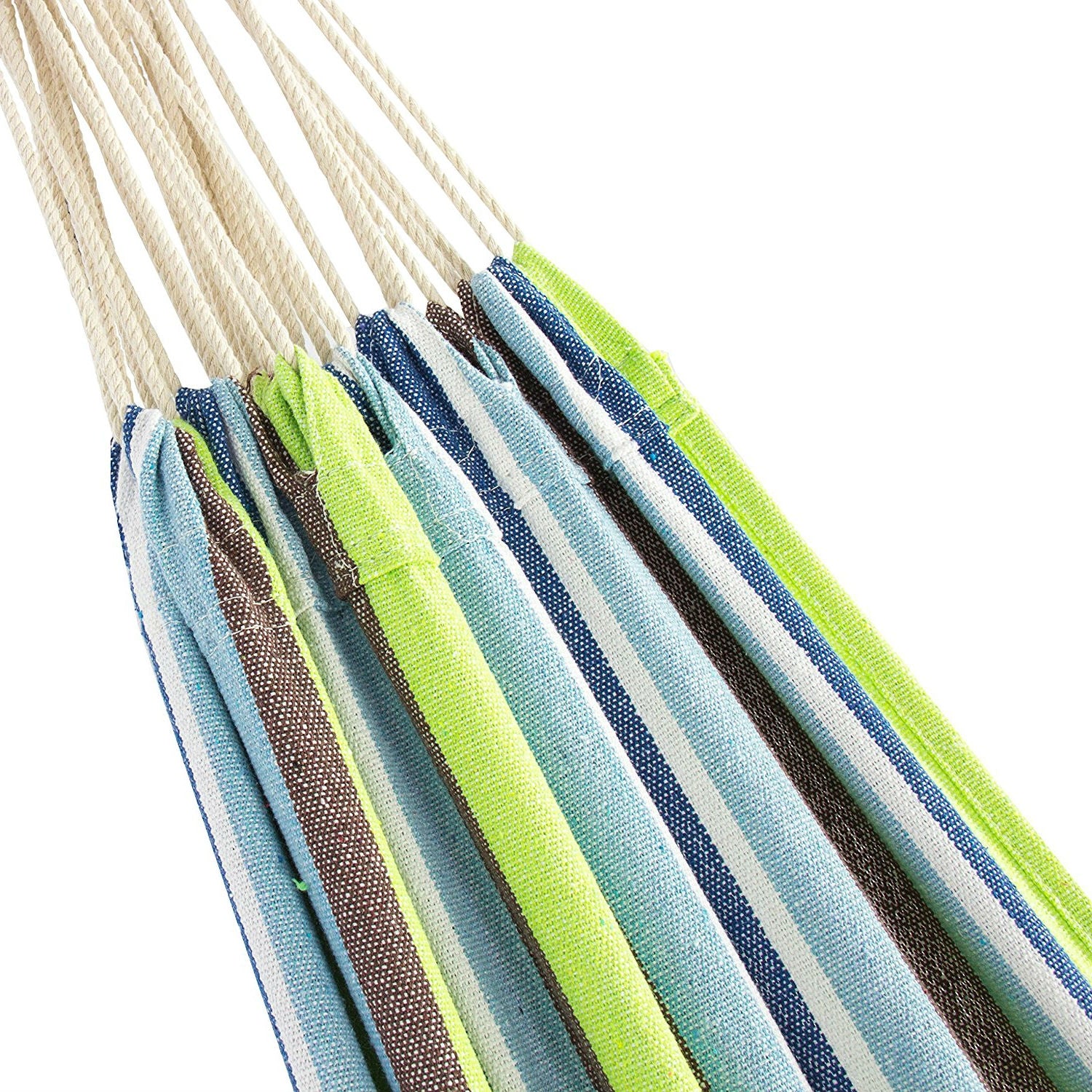 Portable Blue Green Stripe Cotton Hammock with Metal Stand and Carry Case *
