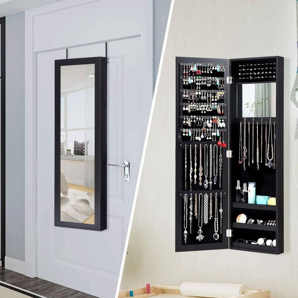 2-in-1 Wall or Door Mounted Jewelry Organizer Full Length Mirror