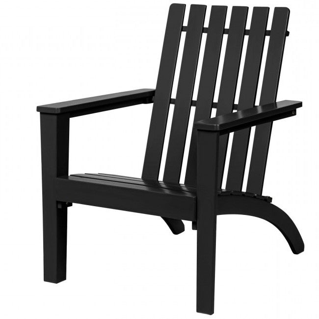 Indoor/Outdoor Acacia Wood Adirondack Lounge Armchair - Black *