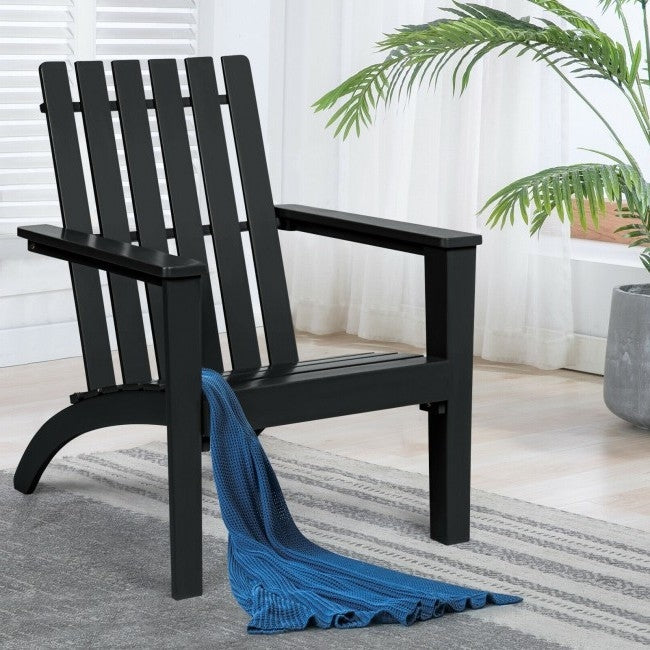Indoor/Outdoor Acacia Wood Adirondack Lounge Armchair - Black *