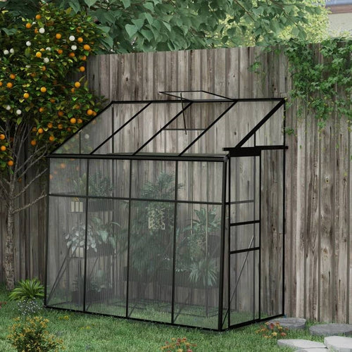 8.3 ft x 4.1 ft Outdoor Polycarbonate Lean-to Greenhouse with Black Metal Frame *