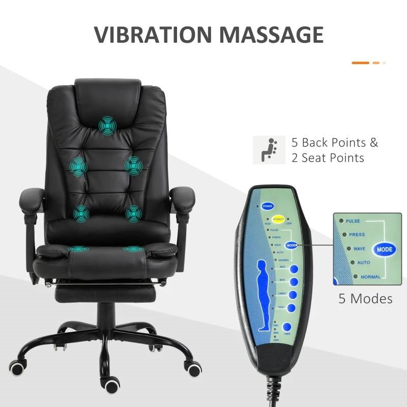 7 Mode Vibrating High Back Executive Massage Adjustable Office Chair