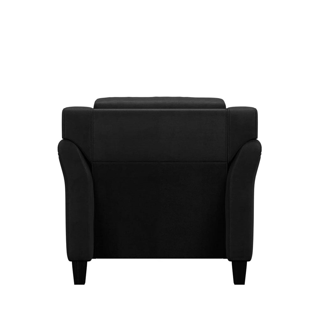 Black Microfiber Upholstered Armchair Flared Arm Chair with Tufted Back Cushion