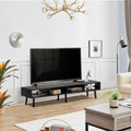 Mid-Century Modern Style TV Stand in Black Wood Finish - for TVs up to 65-inch
