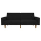 Black Mid-Century Modern Linen Upholstered Sofa Bed with Classic Wood Legs