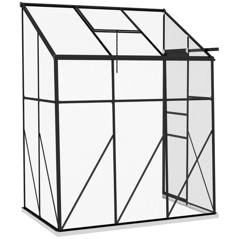 6.3 ft x 4.1 ft Outdoor Polycarbonate Lean-to Greenhouse with Black Metal Frame