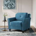 Blue Microfiber Upholstered Armchair Flared Arm Chair with Tufted Back Cushion